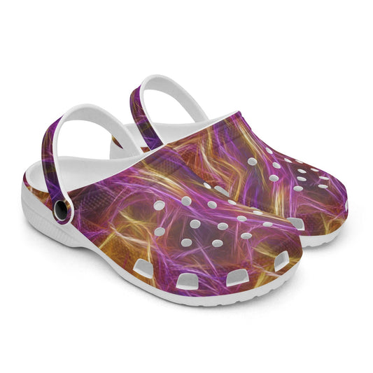 Orange and Purple Kaleidoscope 413. All Over Printed Clogs