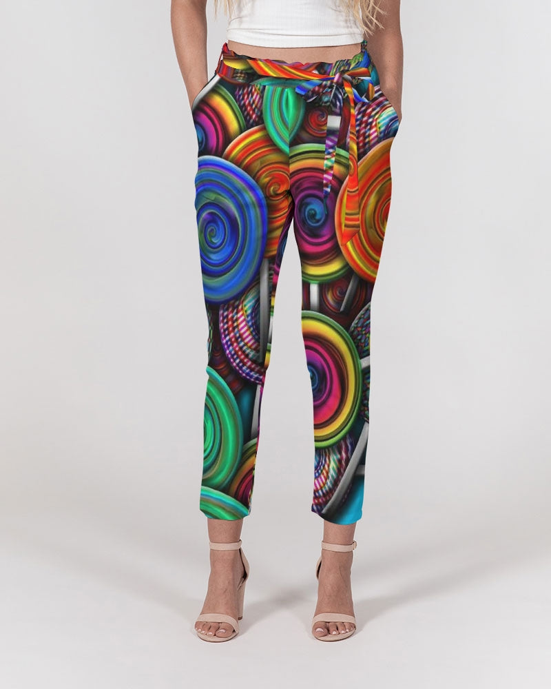 Colorful Lollipops Women's Belted Tapered Pants