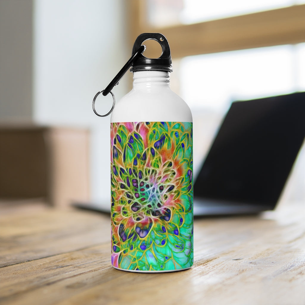 Abstract Peacock Chrysanthemum Stainless Steel Water Bottle