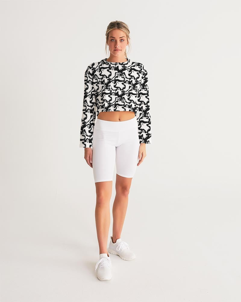 Ghosts Pattern Women's Cropped Sweatshirt