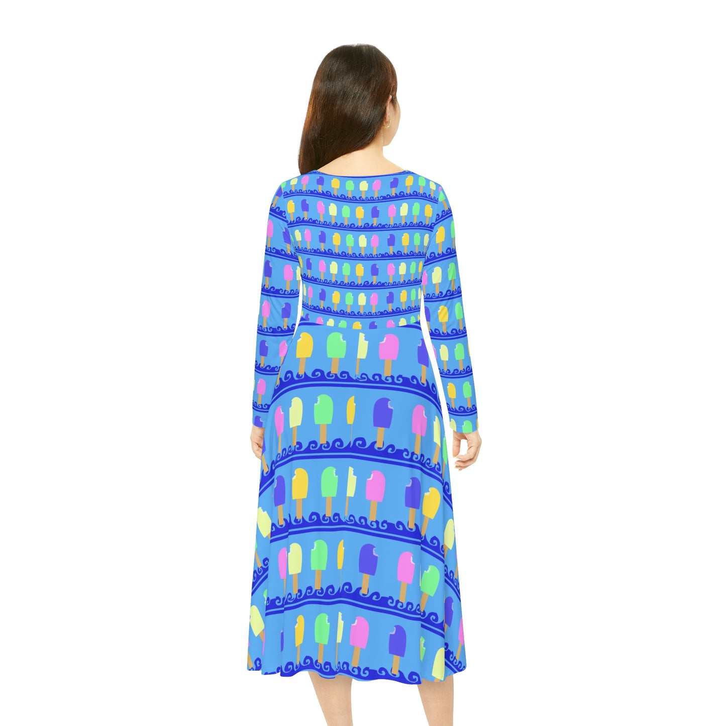 Ice Cream Bar Pattern Women's Long Sleeve Dance Dress