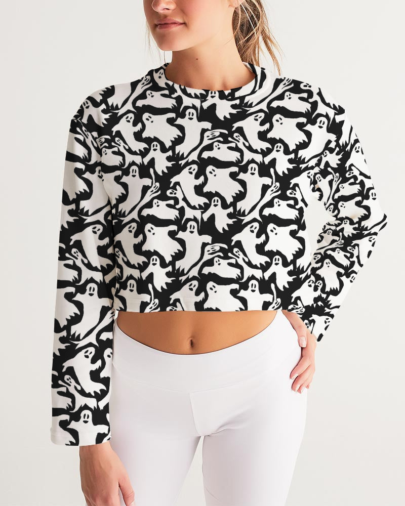 Ghosts Pattern Women's Cropped Sweatshirt