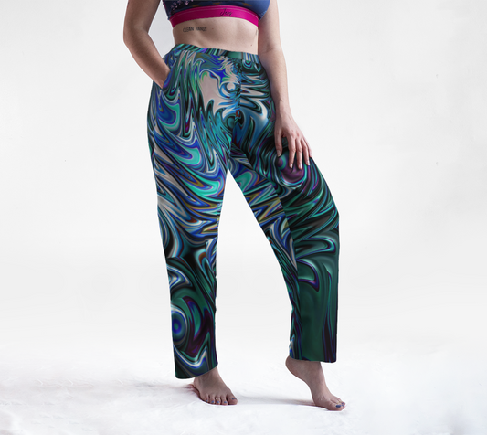 Blue and White Swirl Fractal Lounge Pants