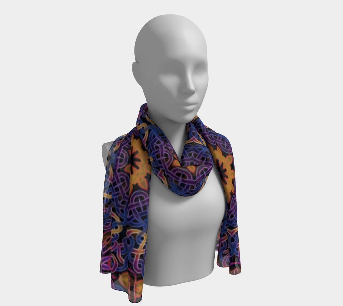 Blue Gold Celtic Kaleidoscope Long Scarf