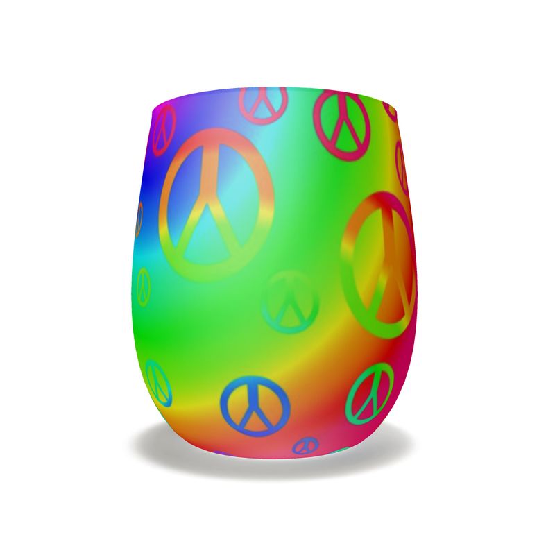 Rainbow Peace Signs Water Glass