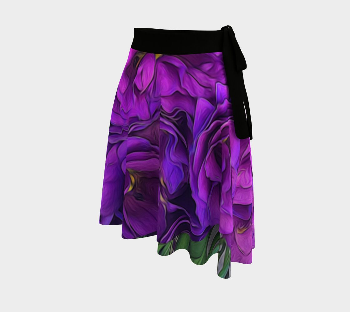 Purple Lisianthus Flowers Wrap Skirt