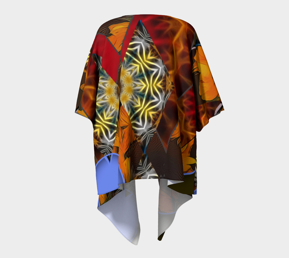 Sunflower Collage Draped Kimono