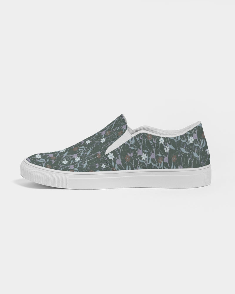 Violets On Gray Women's Slip-On Canvas Shoe