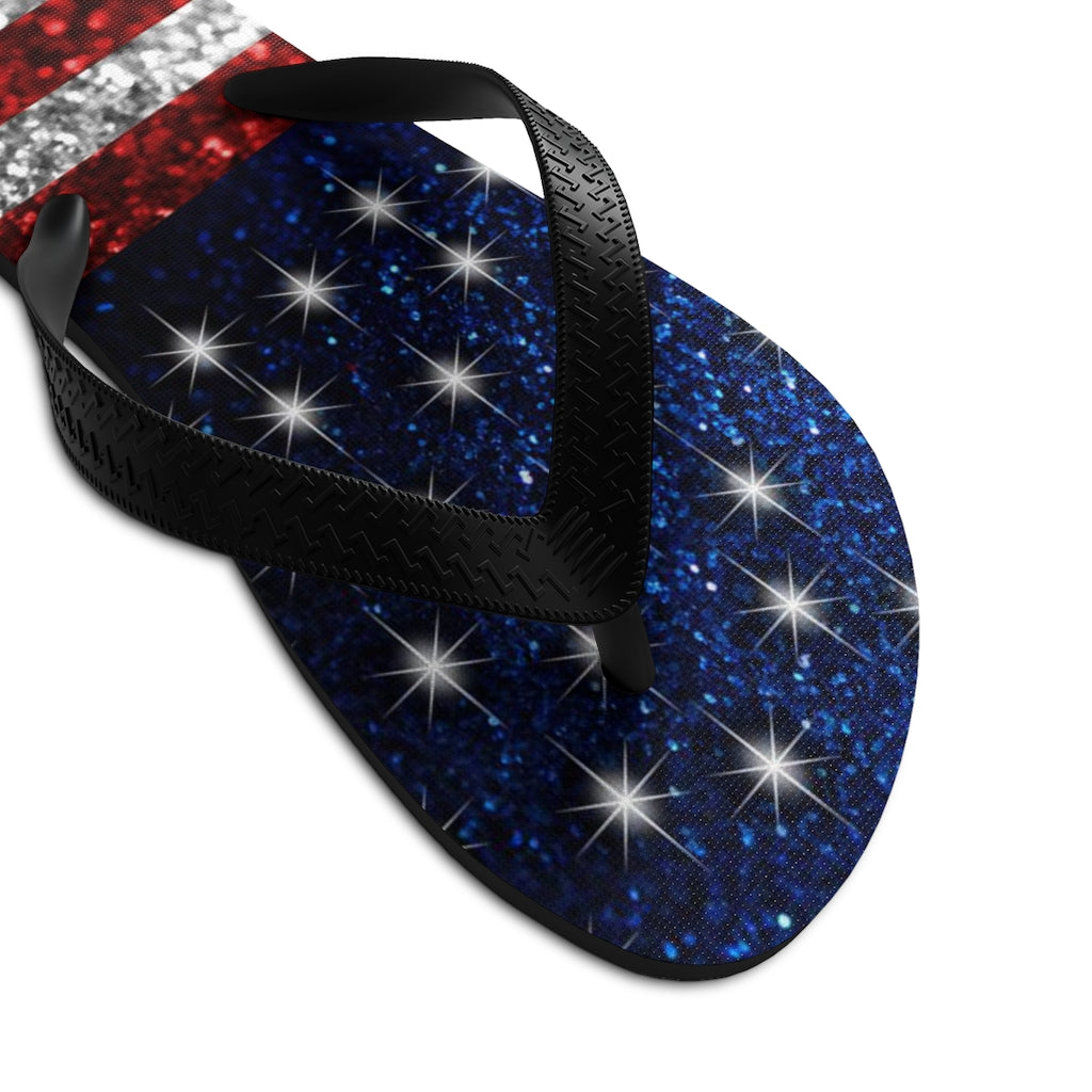 American Flag In Glitter Unisex Flip-Flops