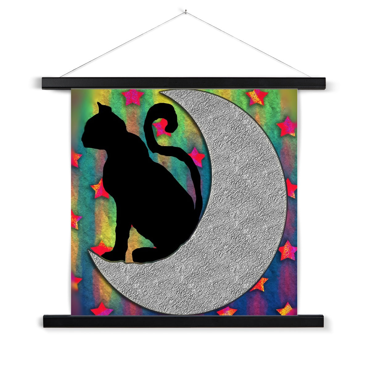 Cat On A Moon Fine Art Print with Hanger