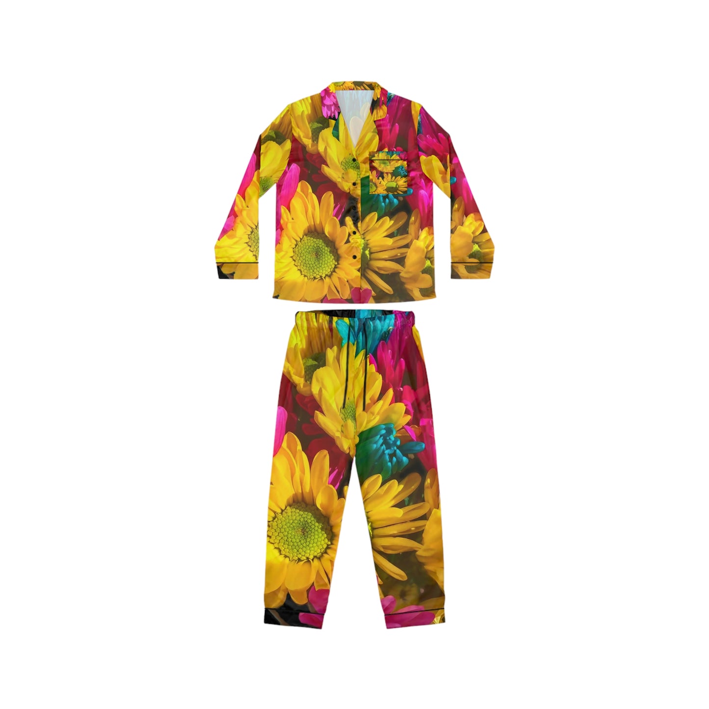 Colorful Daisies Women's Satin Pajamas (AOP)