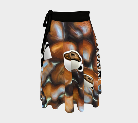 Coffee Collage Wrap Skirt