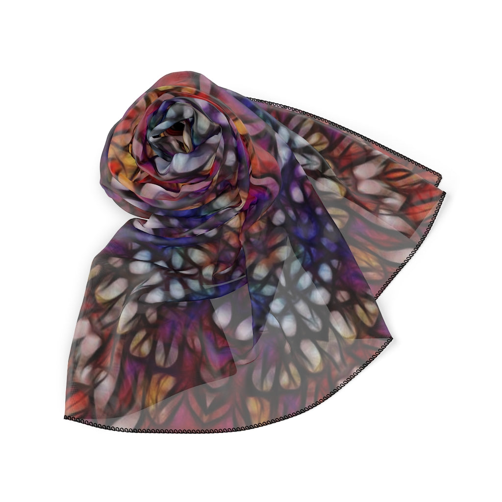 Blue Red Purple Kaleidoscope Poly Scarf