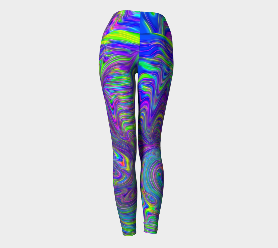 Abstract With Blue Yoga Leggings