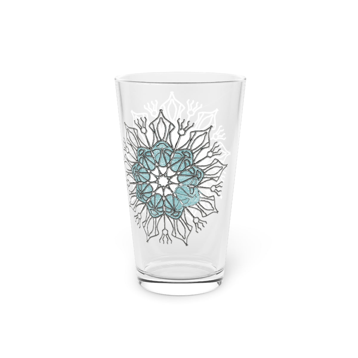 Blue and Silver Snowflake Pint Glass, 16oz