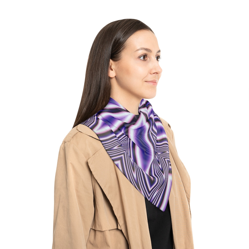 Blue Fractal Flower Poly Scarf