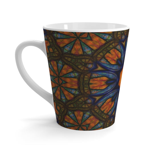 Blue Orange Sketchy Kaleidoscope Latte Mug
