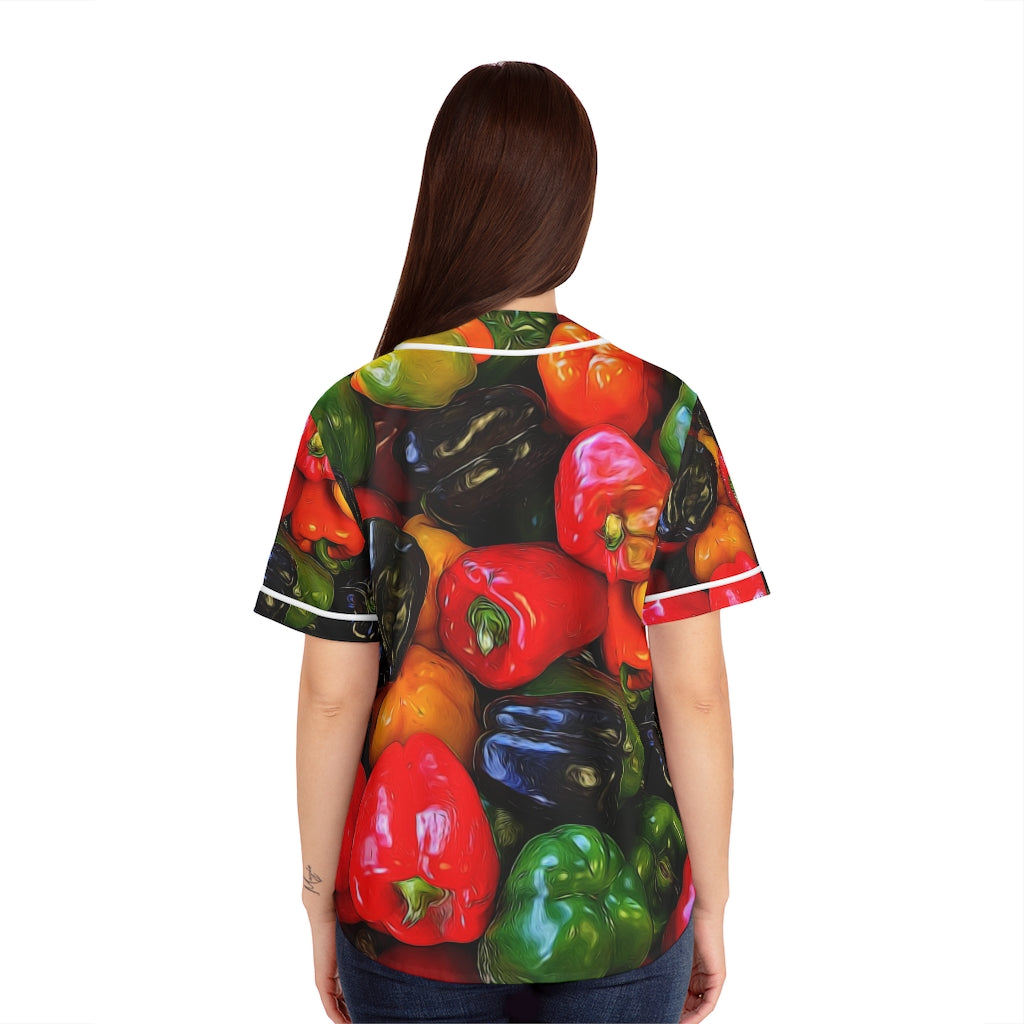 Colorful Bell Peppers Women's Baseball Jersey (AOP)