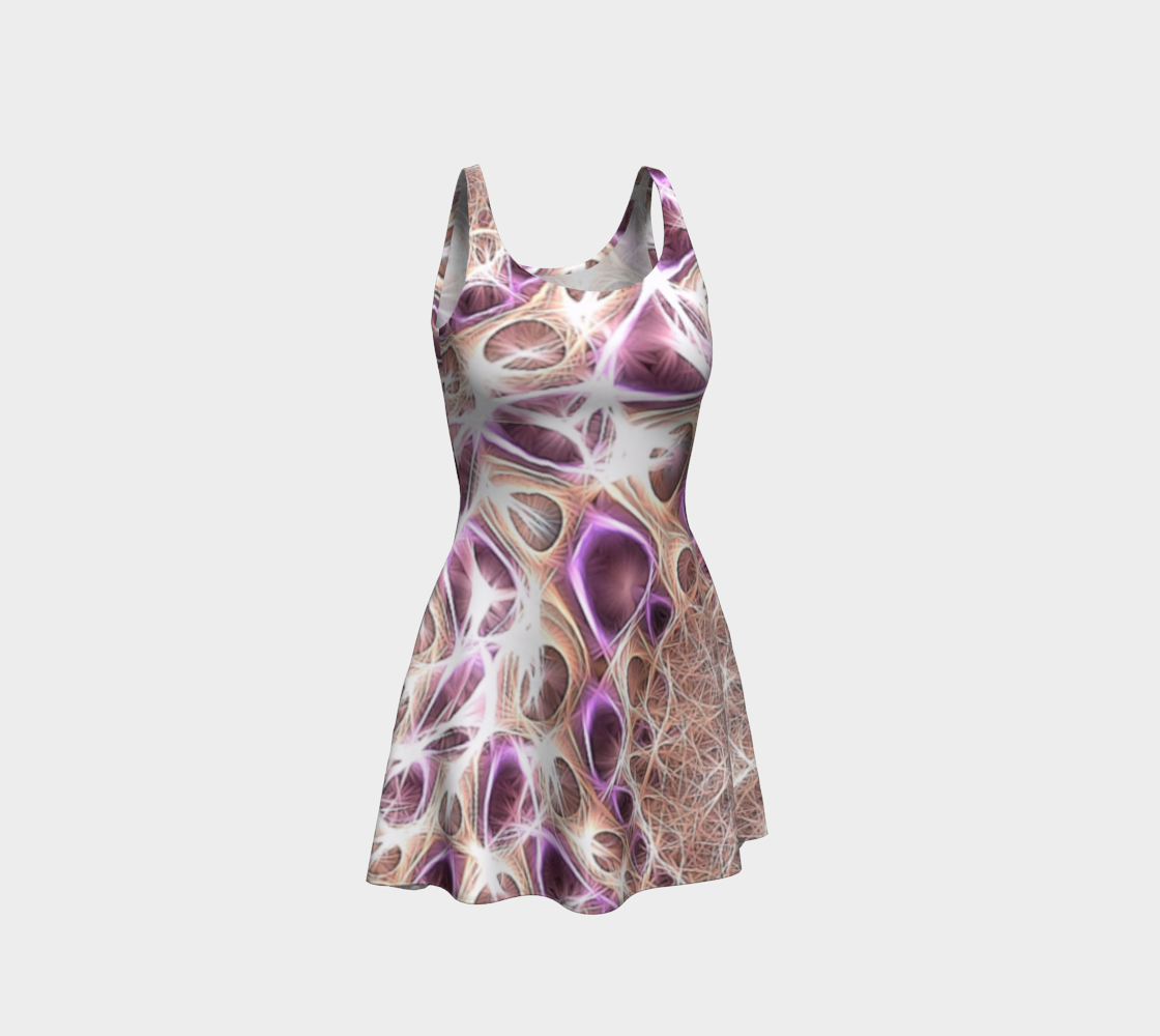 Purple Bubble Fractal Strings Flare Dress