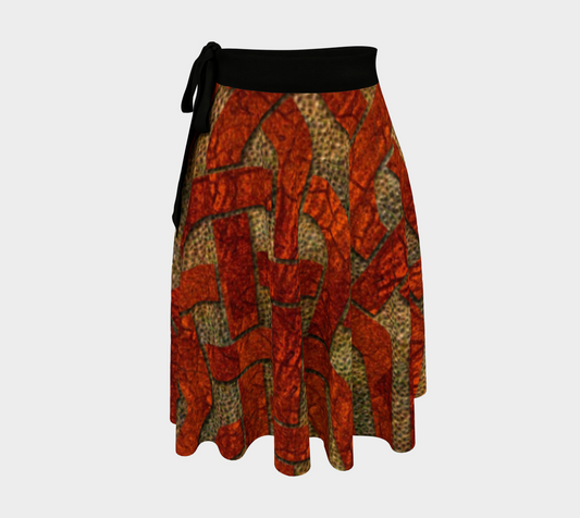 Red Leather Look Celtic Knot Wrap Skirt
