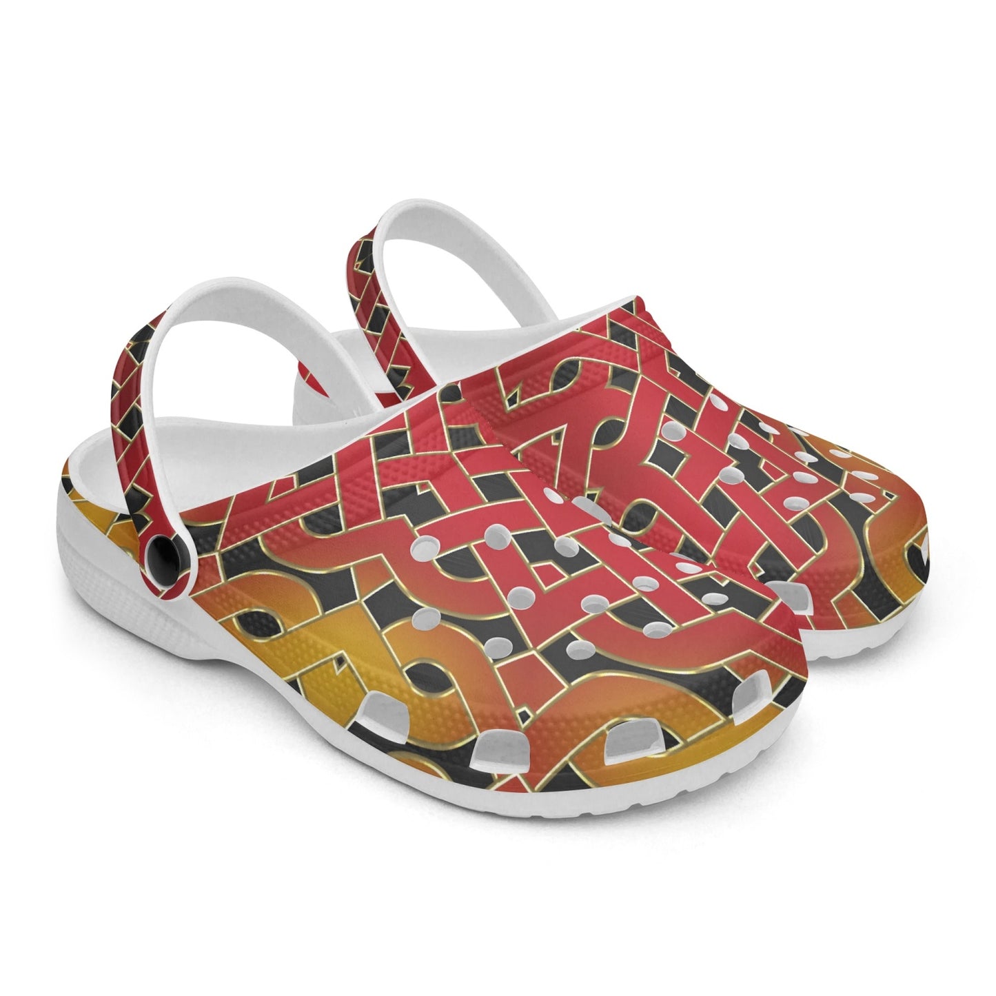 Orange Celtic Spiral 413. All Over Printed Clogs