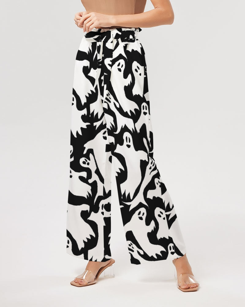 Ghosts Pattern Women's High-Rise Wide Leg Pants