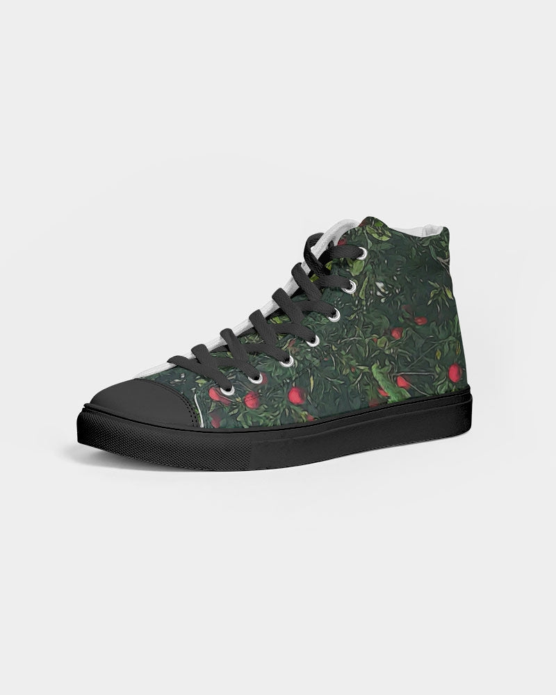 Apple Tree Close Up Women's Hightop Canvas Shoe - Black