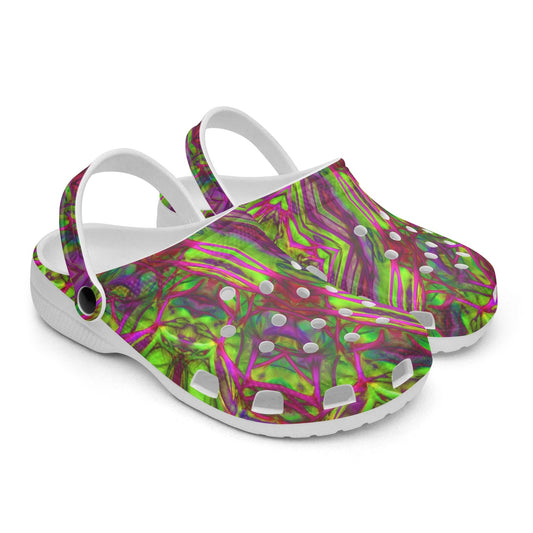 Green and Pink Kaleidoscope 413. All Over Printed Clogs