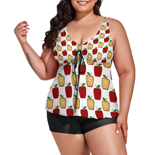 Apple Polkadots Custom Women's Plus Size Two Piece Swimsuit Stylish Swimwear