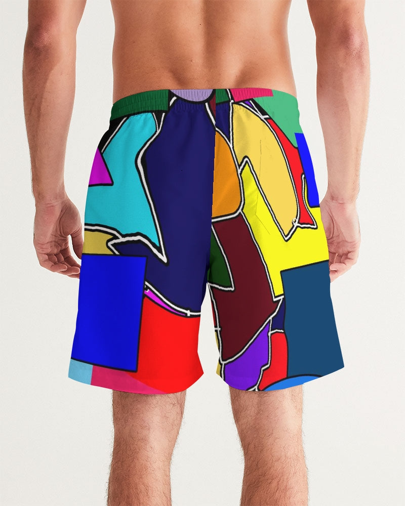 Crazy Color Abstract Men's Swim Trunk