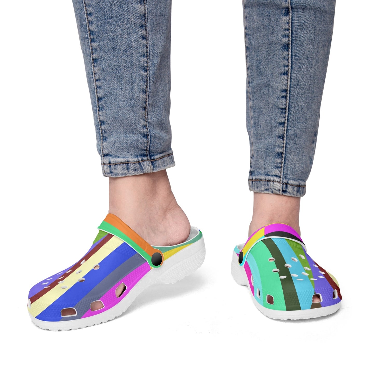 Stripes Interrupted 413. All Over Printed Clogs