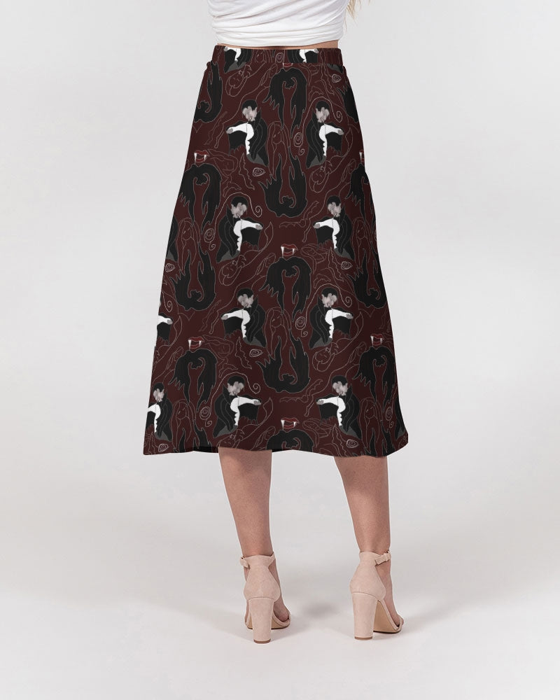 Vampire Pattern Women's A-Line Midi Skirt