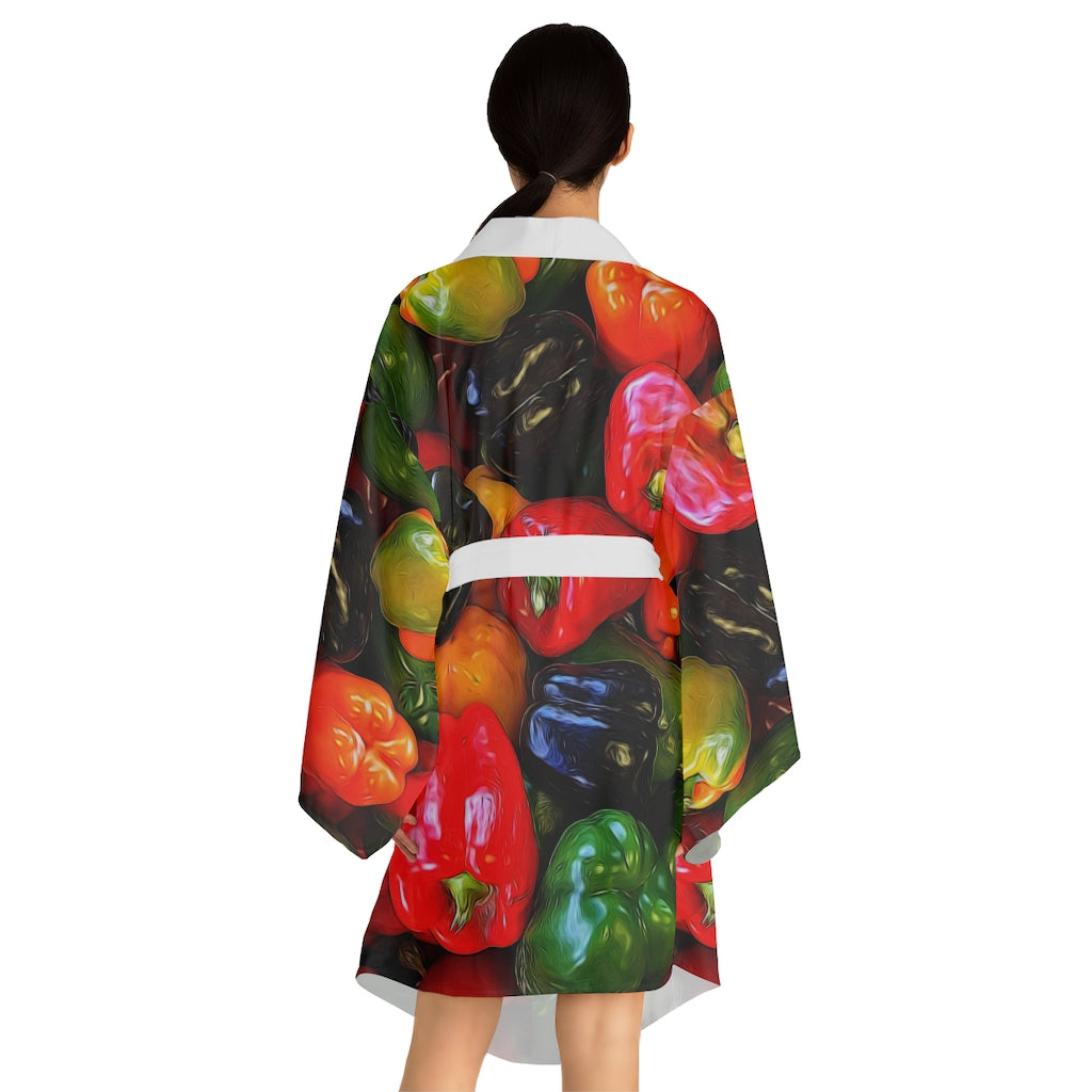 Colorful Bell Peppers Long Sleeve Kimono Robe