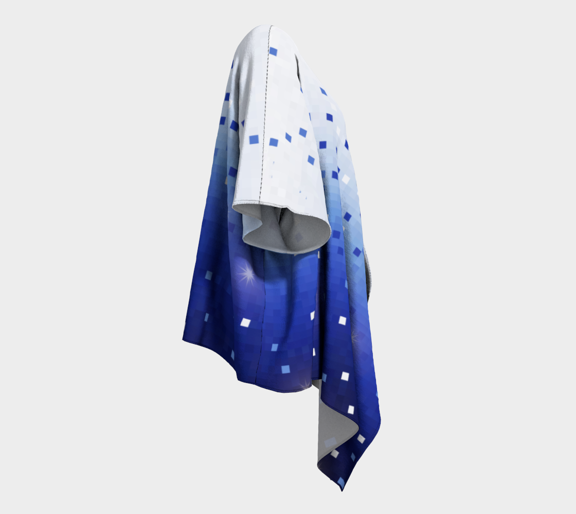 Blue Square Confetti Draped Kimono