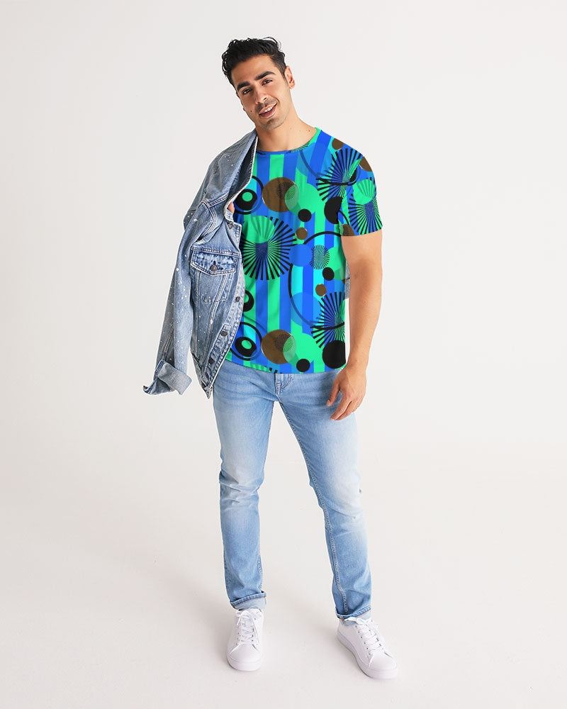 Blue Green Stripes and Dots Men's Tee