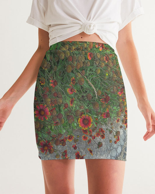Orange Flower Garden Women's Mini Skirt