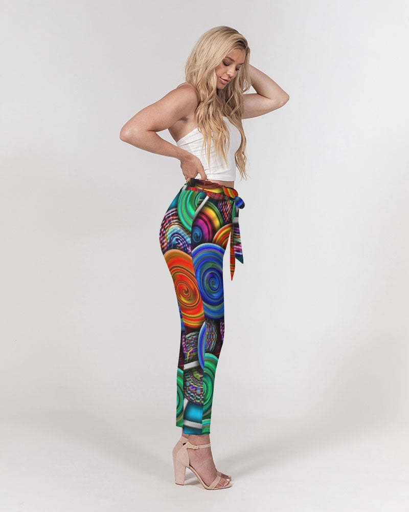 Colorful Lollipops Women's Belted Tapered Pants