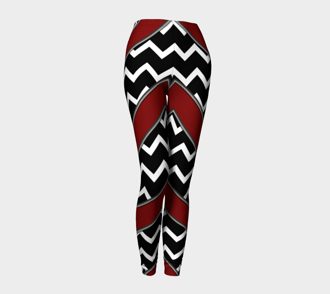 Black White Red Chevrons Leggings