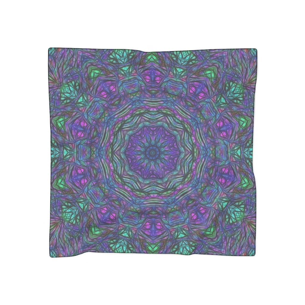 Blue Green Purple Kaleidoscope Poly Scarf