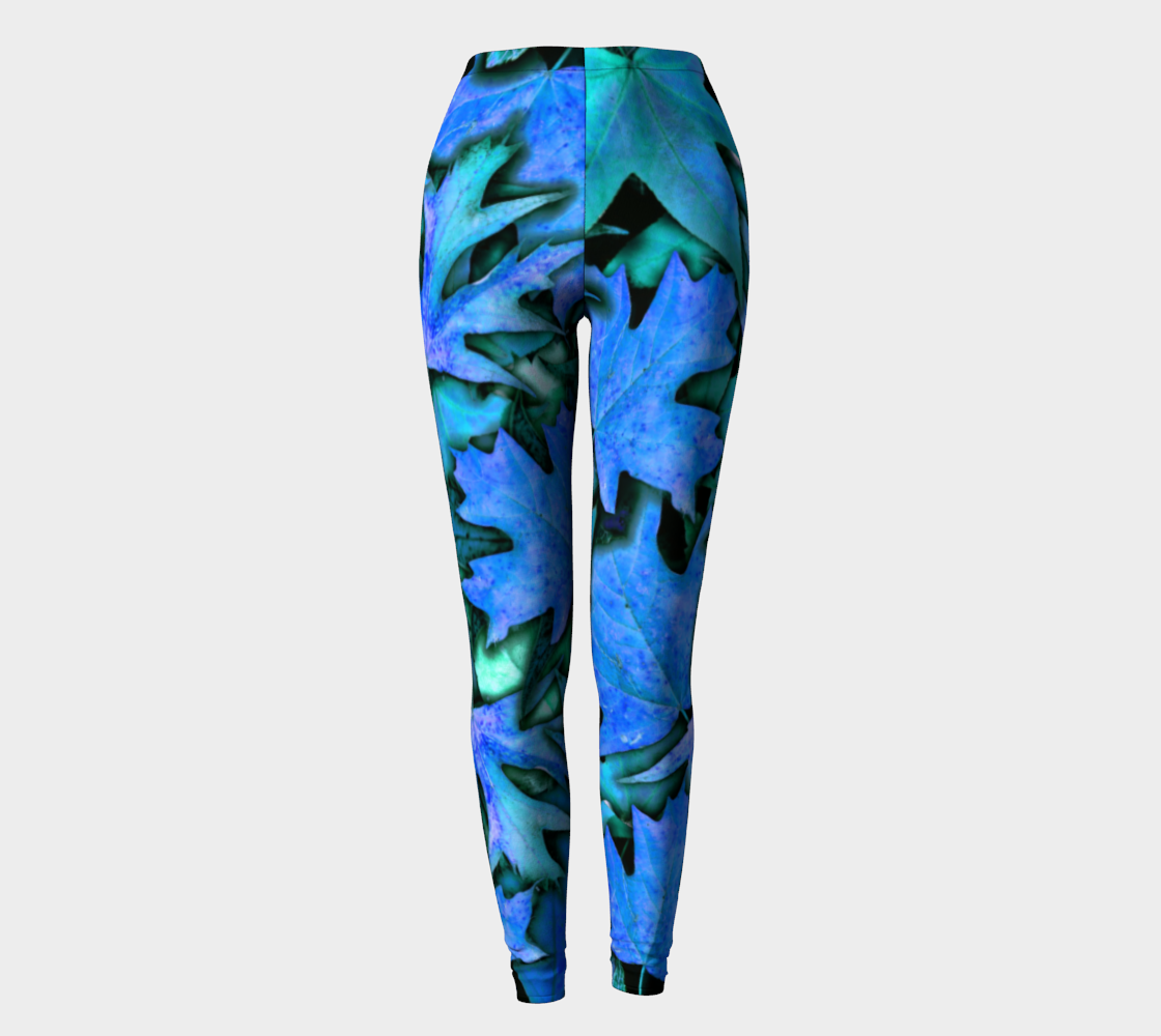 Blue Fall Leaves Leggings