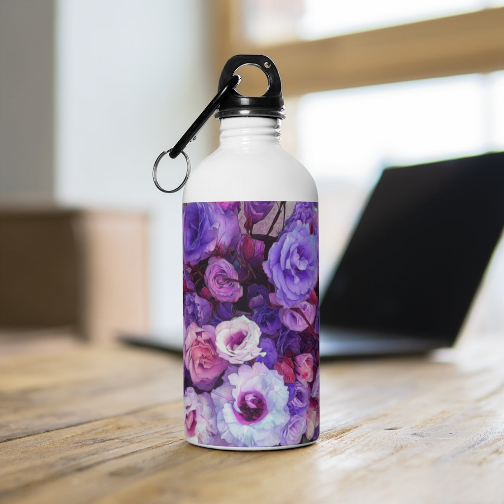 Purple Flower Kaleidoscope Stainless Steel Water Bottle