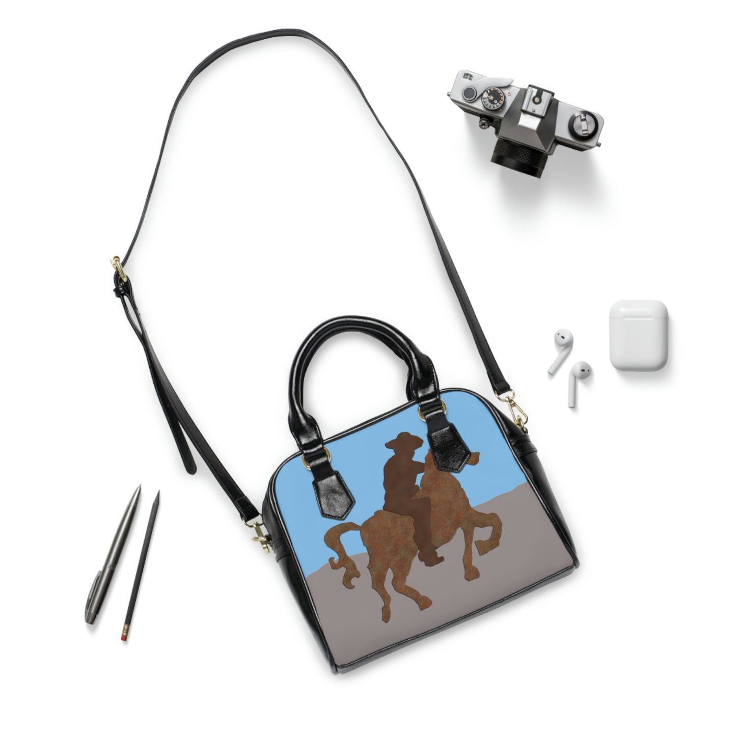 Cowboy On A Horse Shoulder Handbag