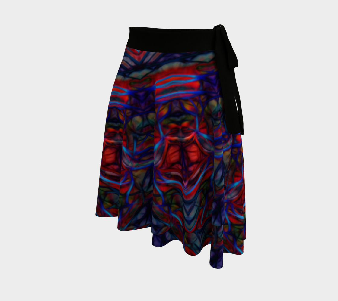 Red Blue Abstract Wrap Skirt