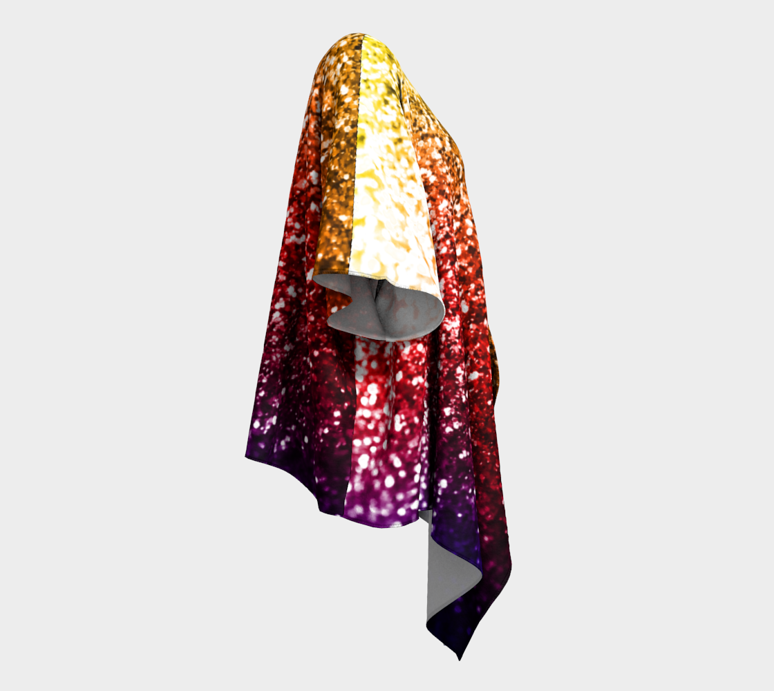 Rainbow Glitter Graphic Draped Kimono