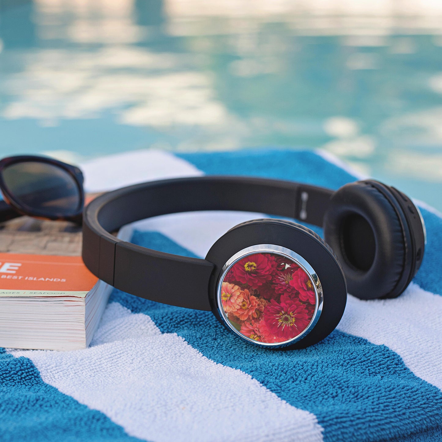 Peach and Pink Zinnias Beebop Headphones