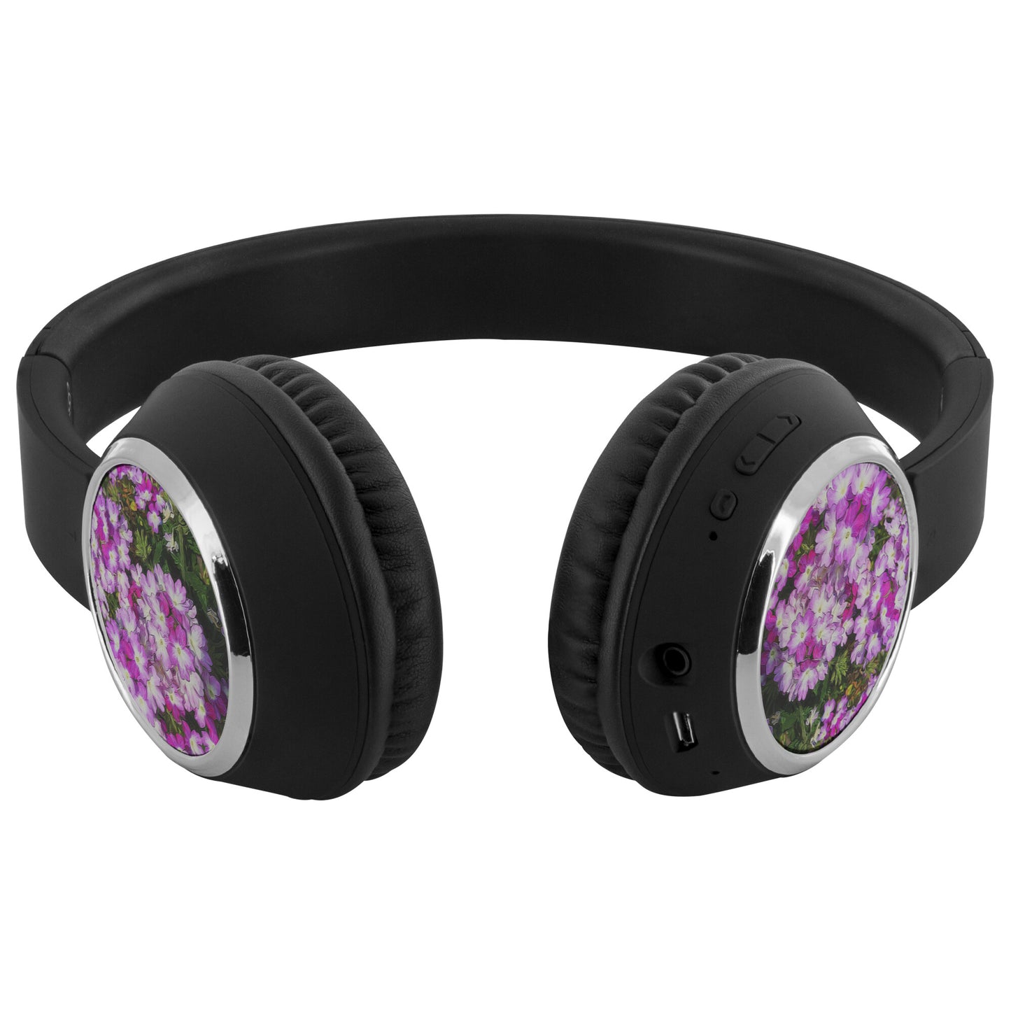 Purple and White Flowers Beebop Headphones