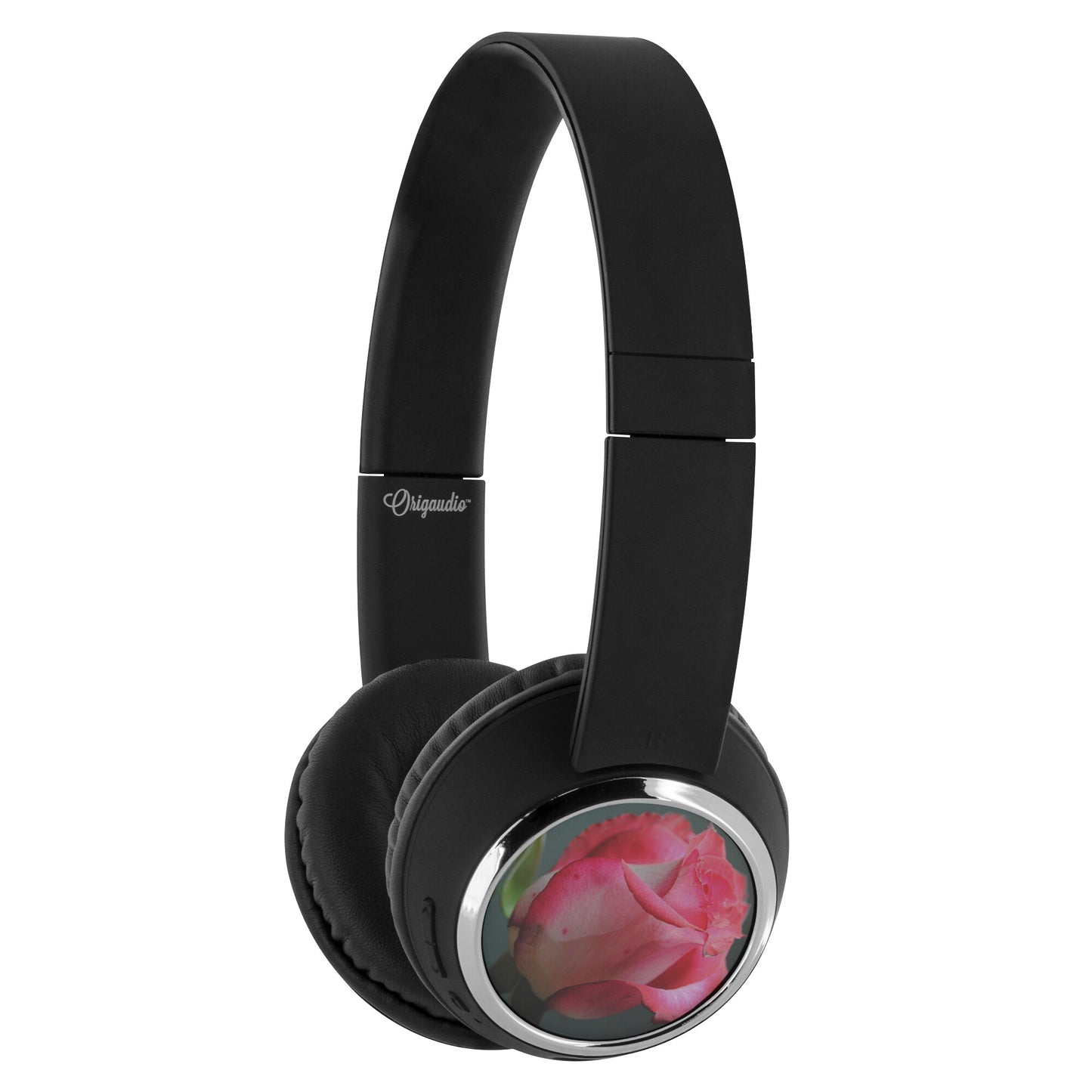 Red and White Rose In Soft Light Beebop Headphones