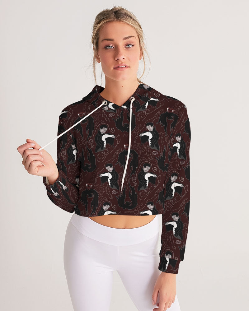 Vampire Pattern Women's Cropped Hoodie