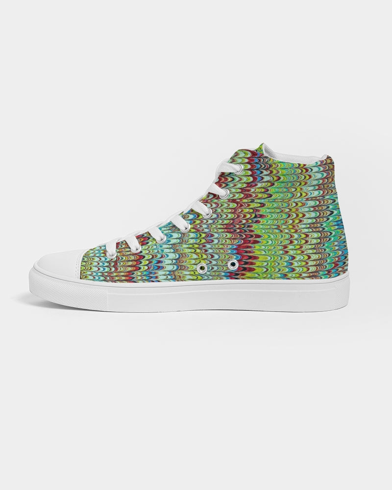 Cool Green Marbled Women's Hightop Canvas Shoe