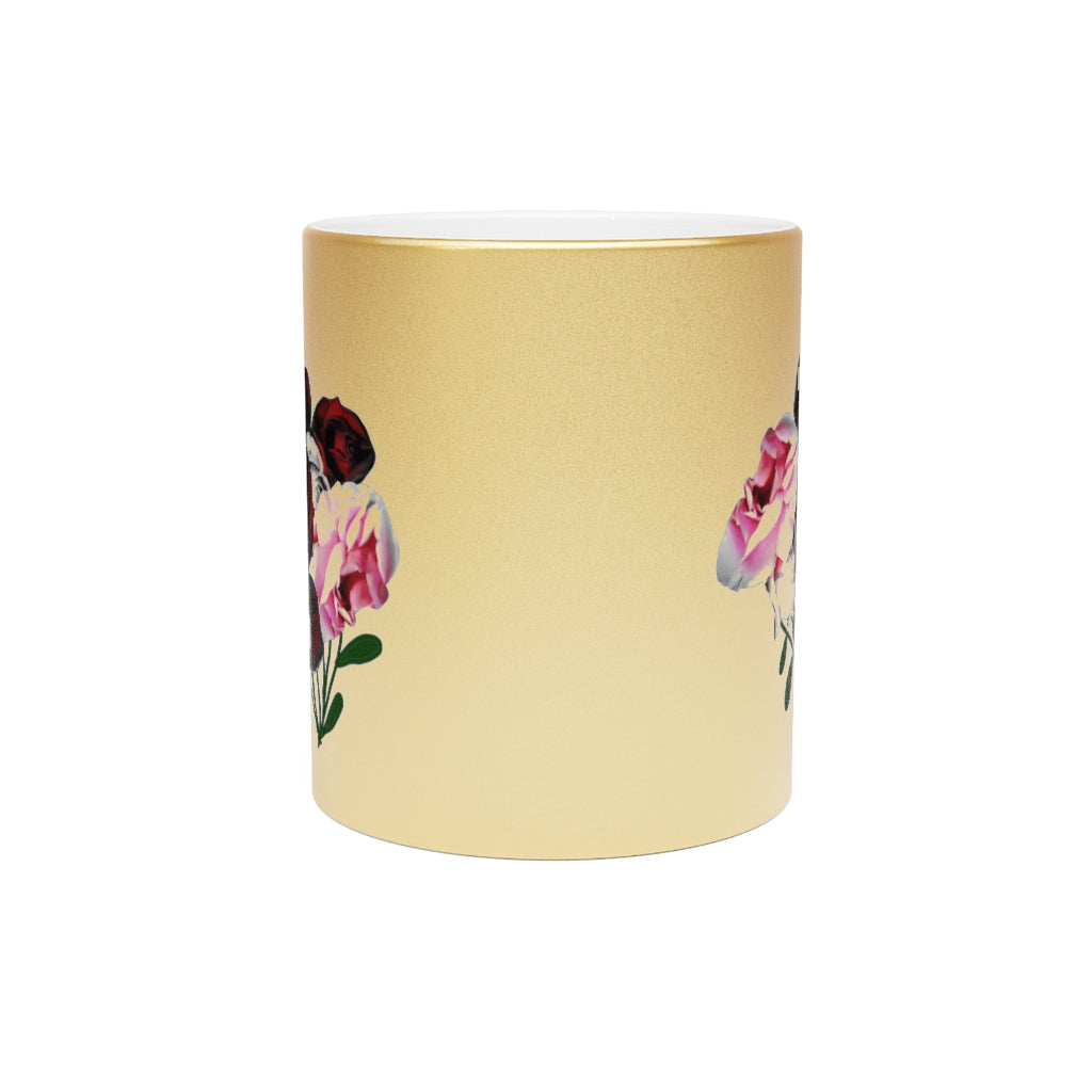 Pink and Red Roses Metallic Mug (Silver\Gold)